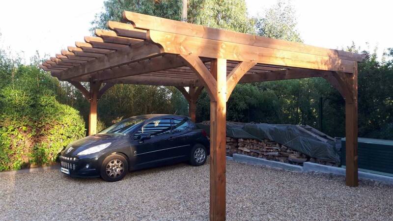 pergola bois pour voiture véhicule