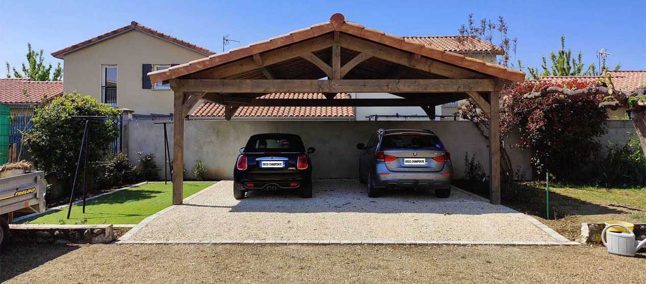 Deco-Charpente-Carport-Abris-Voiture-02 Votre carport ou abri voitire en bois près de Toulouse avec l'expertise de Déco Charpente.