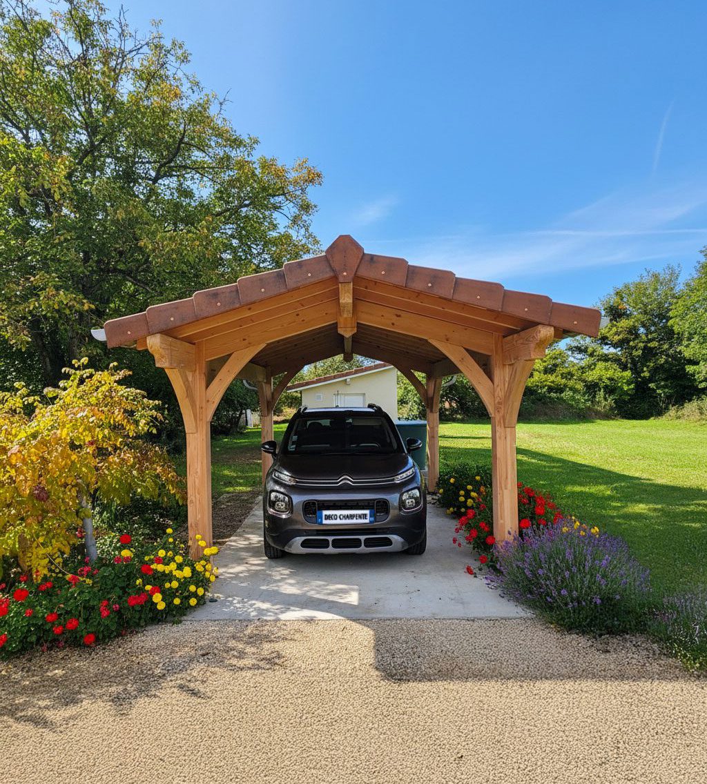 Deco-Charpente-Carport-Abris-Voiture-03 Votre carport ou abri voitire en bois près de Toulouse avec l'expertise de Déco Charpente.